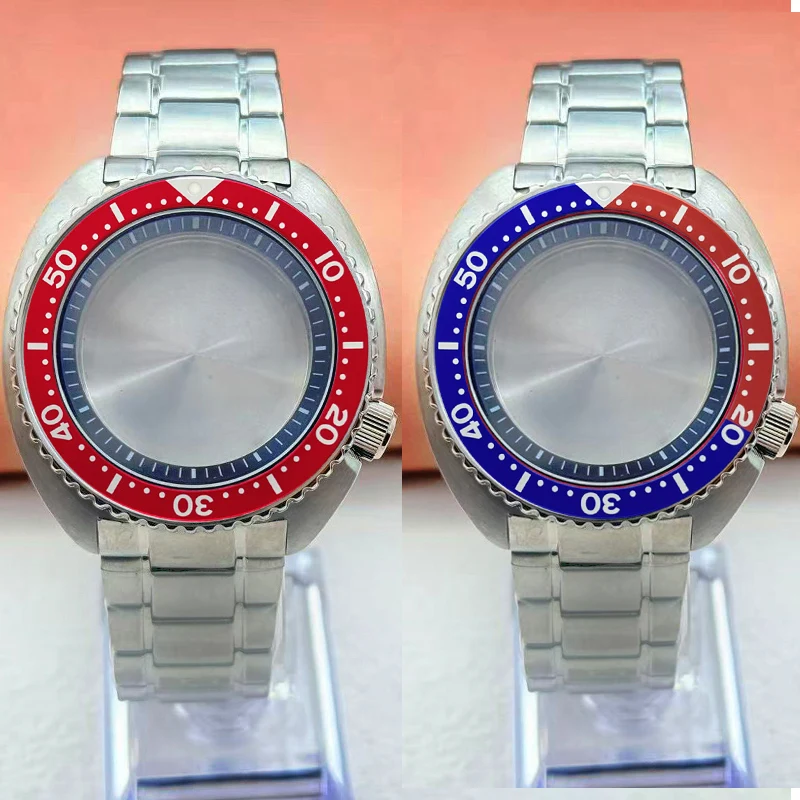 Customized 6105 6309 Turtle Abalone Shell Watch Case and Strap Sapphire Crystal Glass Fit NH35 NH36 4R 7S Movements 28.5mm Dial