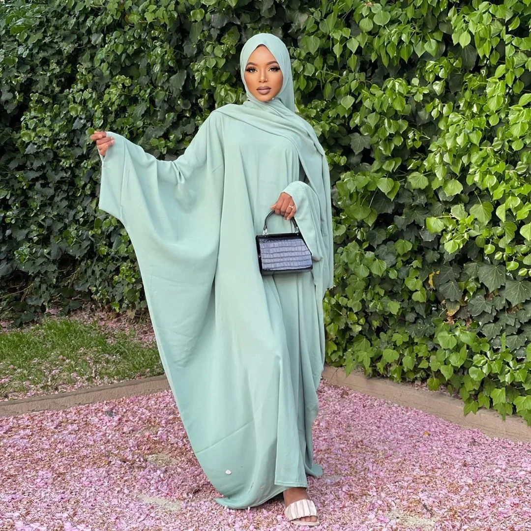 

Prayer Garment Muslim Hijab Dress Loose Batwing one piece Ramadan Abayas for Women Dubai Arabic Turkey Islamic Clothes Jilbaab