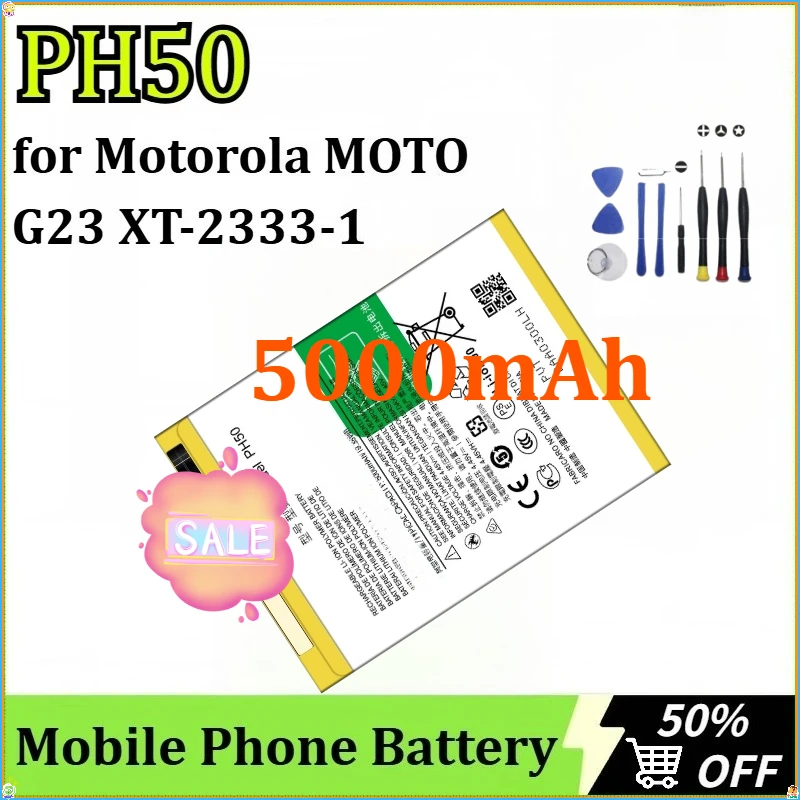 

For Motorola MOTO G23 XT-2333-1 PH50 Replacement Battery Newly Upgraded Rechargeable Mobile Phone Batteria 5000mAh + Tools