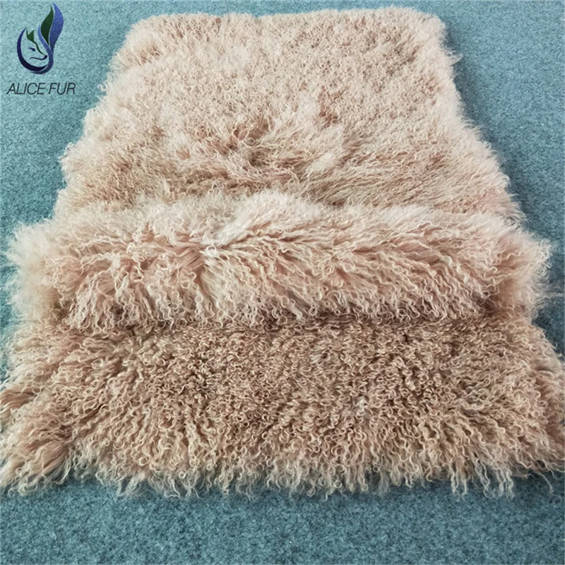 Alicefur piatto di pelliccia di agnello mongolo tibetano reale genuino Eco conciato capelli lunghi ricci 120x60 CM per coperte di abbigliamento