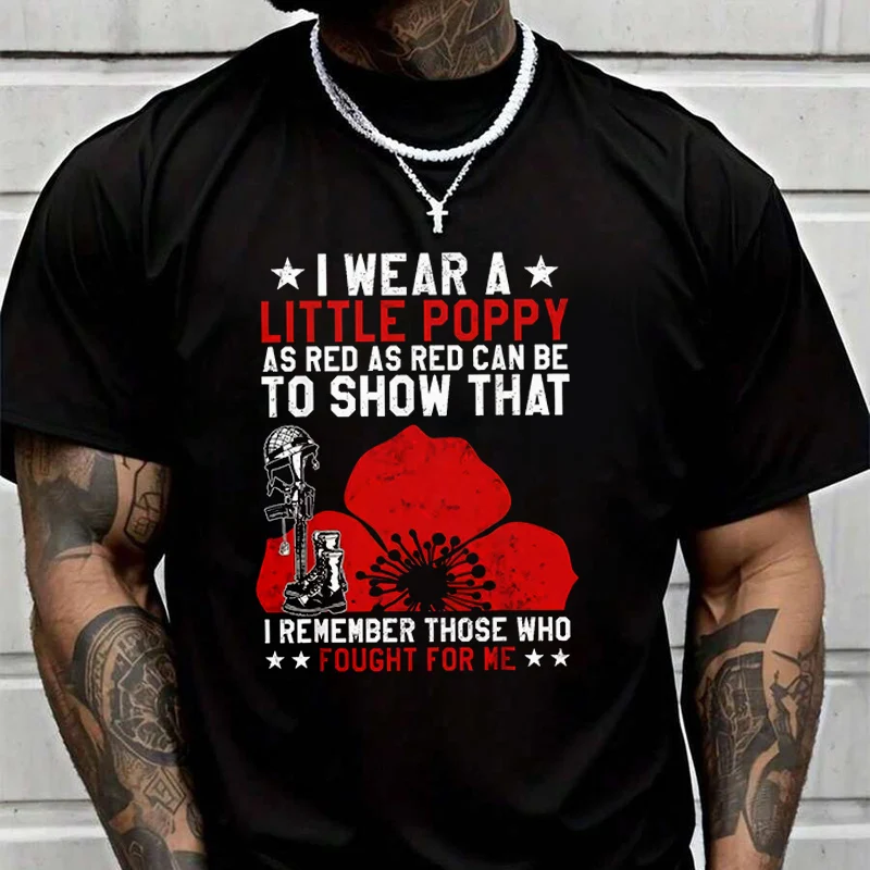 

Patriotic Red Rose Pattern Men's Fashion T-shirt Casual Trendy Tshirts For Summer Short Sleeve Comfortable Tops