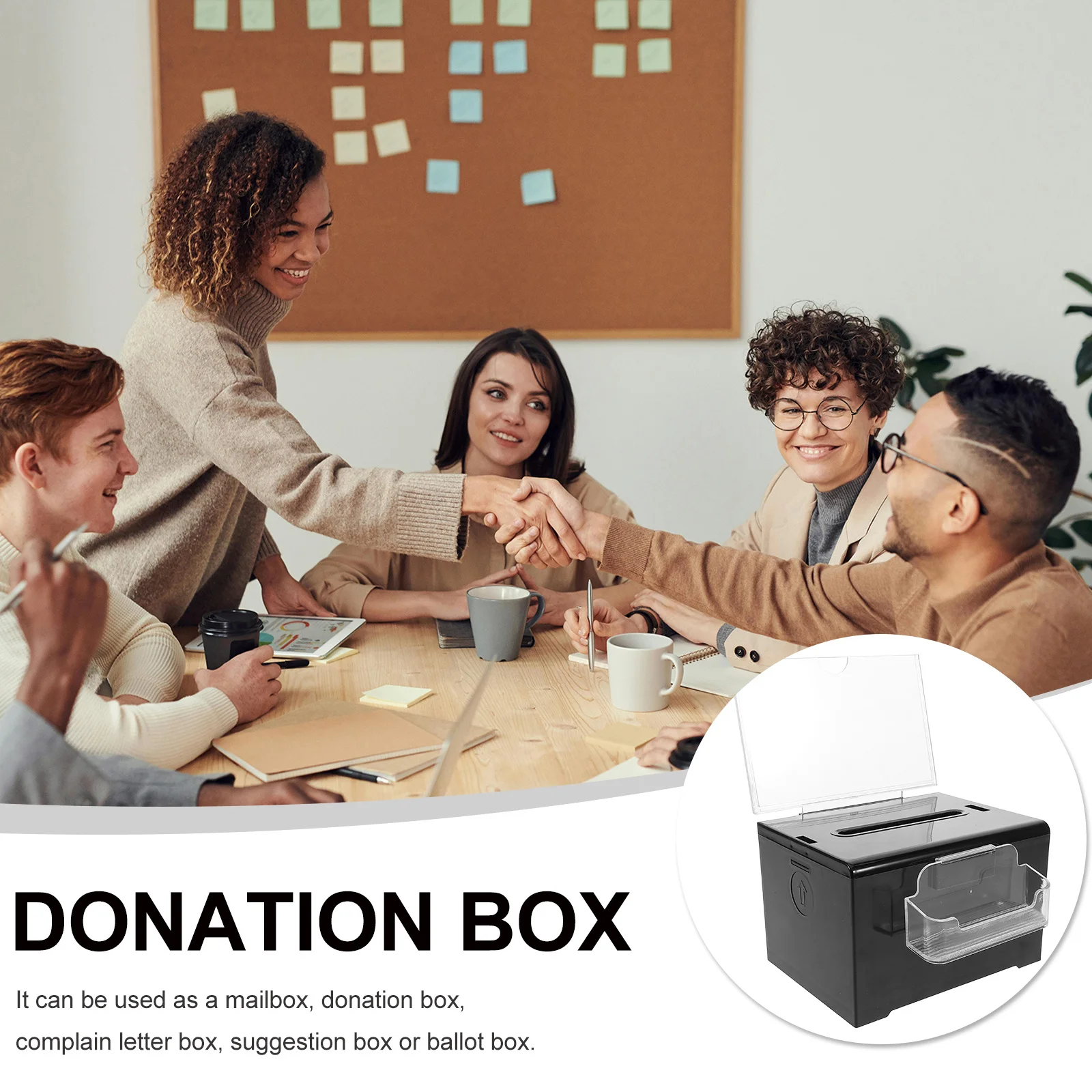 الاكريليك التصويت واضح الاقتراع مع فتحة قفل التبرع جمع صندوق الاقتراحات لتخزين اجتماعات جمع الصمامات #4