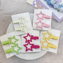 2pcs colorful star hairclips for girls sweet barrette women y2k snap hair clips kids cute hairpin metal hair pin blue accessorie