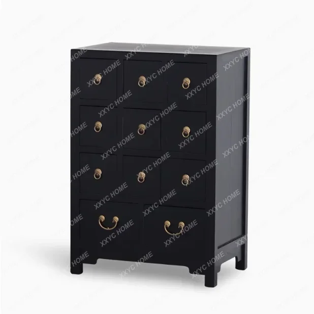 Antique new Chinese medicine cabinet custom solid wood black