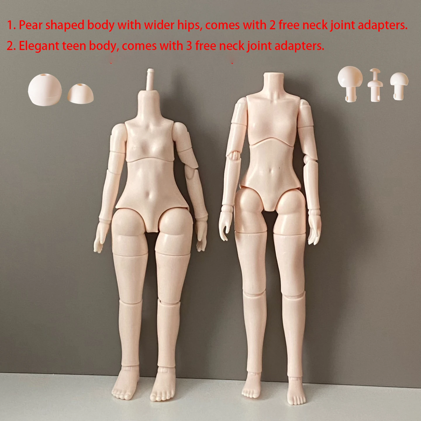 1/6 BJD Doll Body+Head Accessories MJD Mechanical Joints Pear-shaped/Elegant Teen Body Hinged Head DIY Make-up Practice BJD Doll