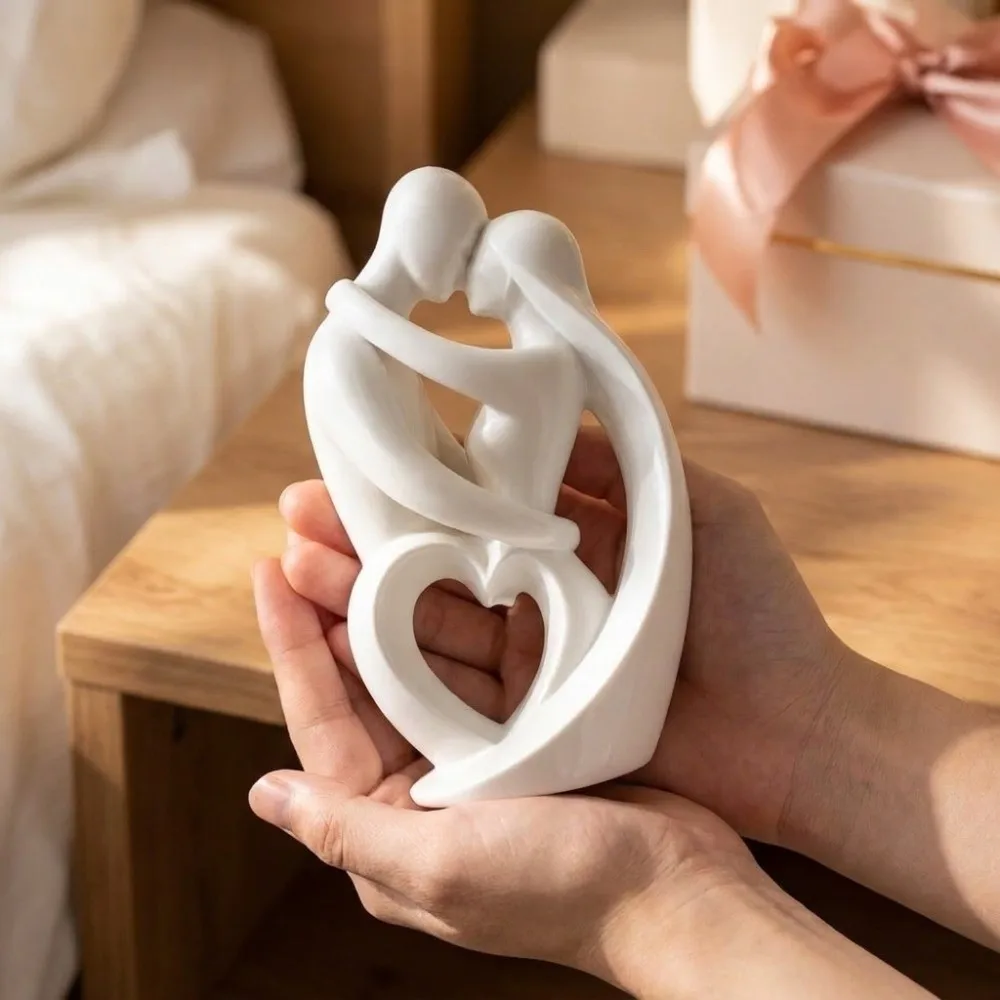 3D Printed Hugging Couple Sculpture Romantic Minimalist Embracing Couple Ornament Funny Plastic Lovers Figure Table Figurines