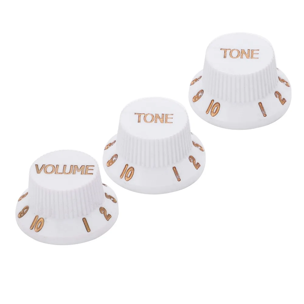 3PCS 1 Volume 2 Tone Guitar Control Knobs Plastic Material White Color Guitar Knob Set Speed Control Knobs For Electric Guitar