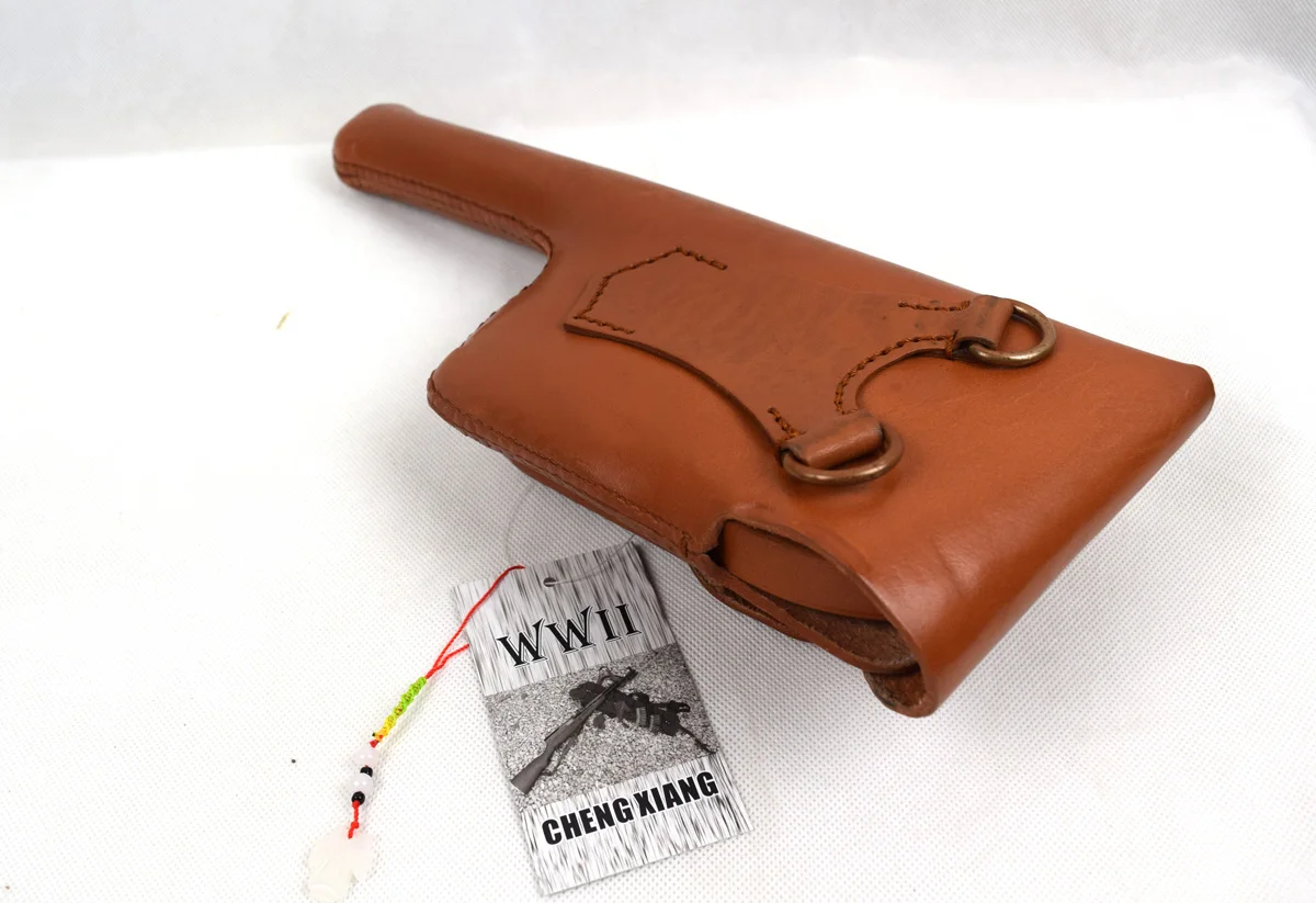 Reenactment Cosplay German Mauser C96 Broomhandle Leather Holster W Straps  　