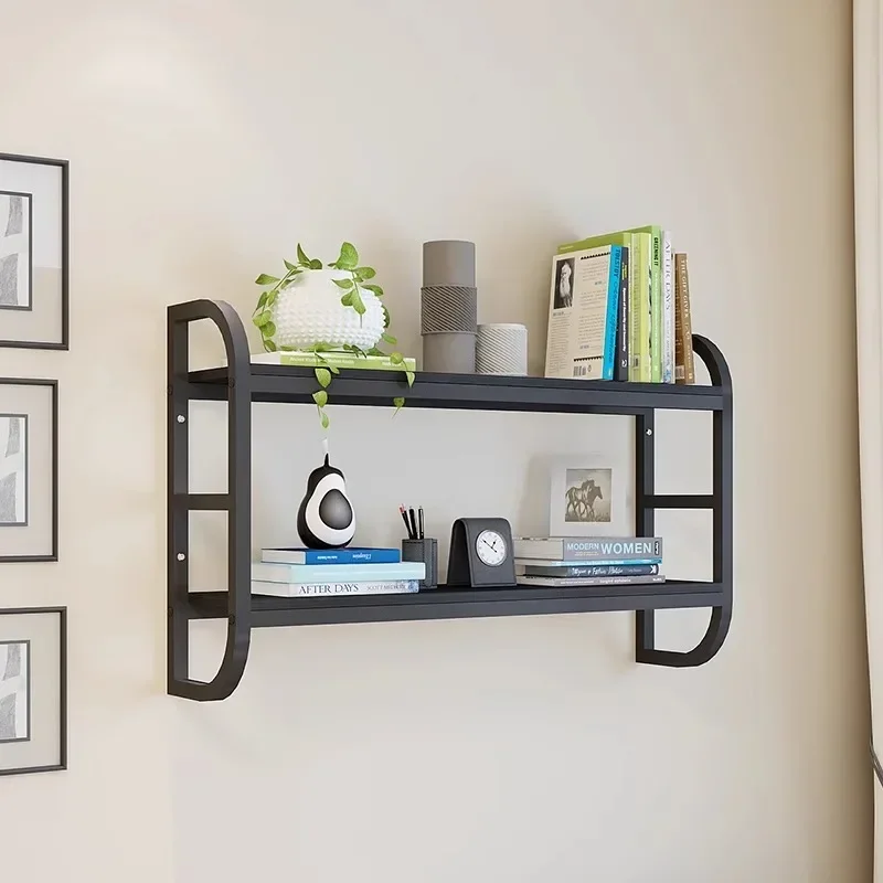 

-Wrought Iron Shelf Bookcase Household Wall Decoration Hanging Kitchen Living Room Bedroom Storage Rack