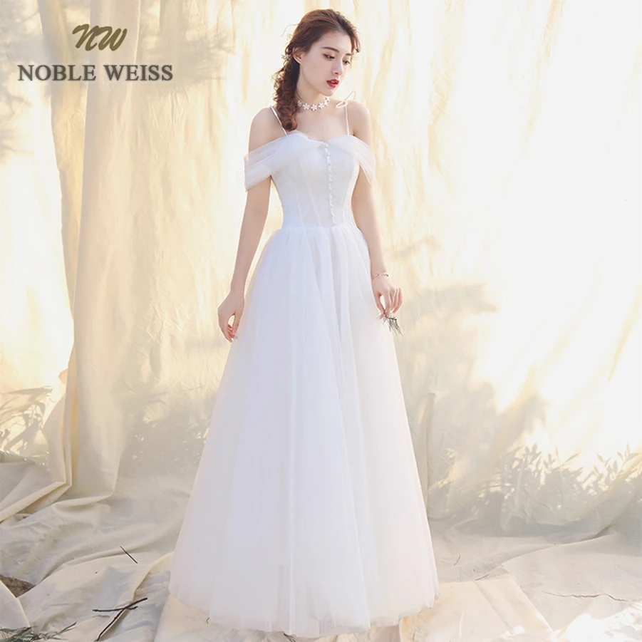 Wedding Dresses Boat Neck Tulle A-line Simple Wedding Dress Sexy Floor-length Bridal Dresses with Long Sleeves Wedding Gown