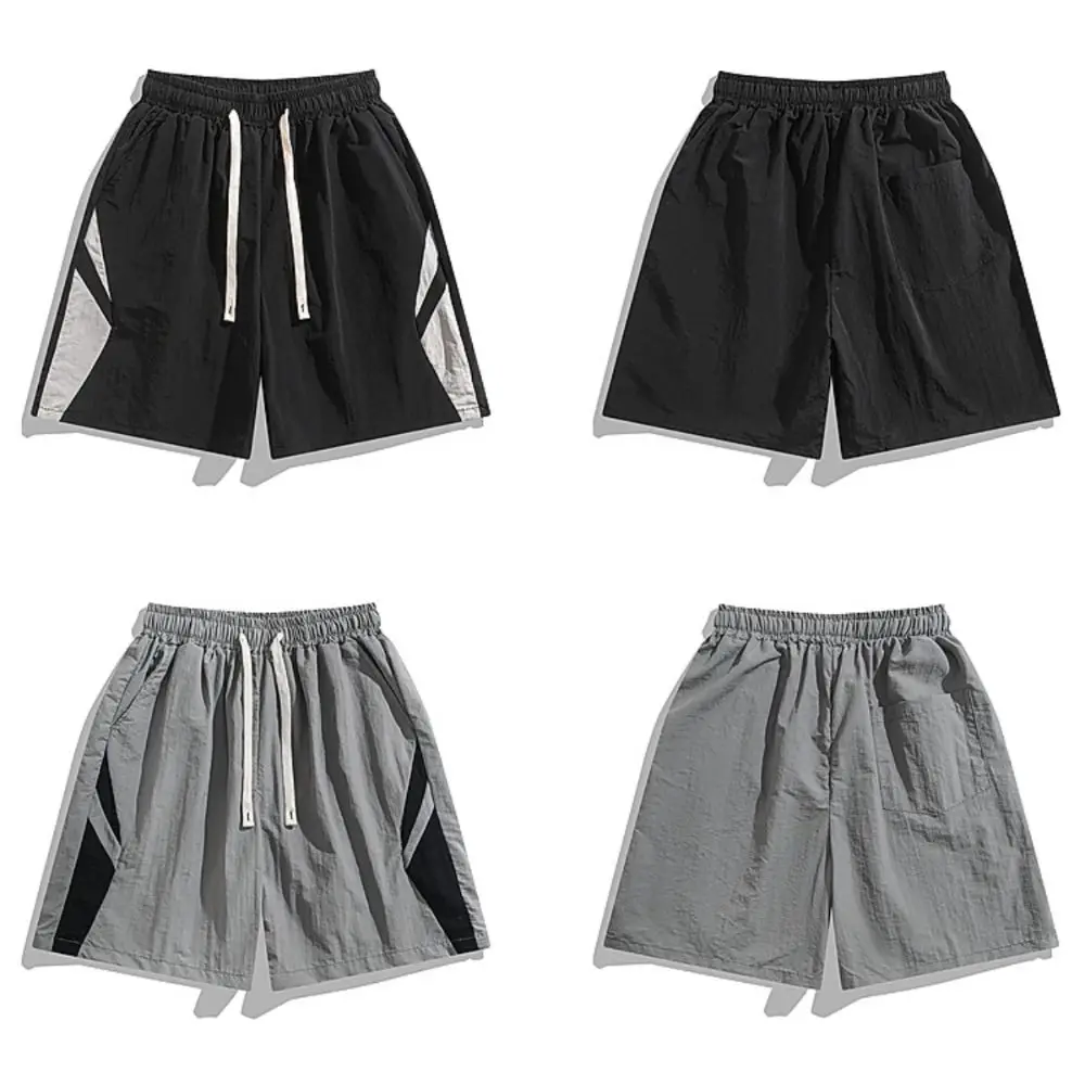 Large Size Loose Casual Thin Shorts High Waist Drawstring Wide Leg Shorts Summer Beach Knee Length Pants Men