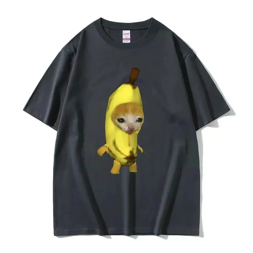 Funny Cute Banana Cat Happy Bananacat Meme Graphic Tee Shirt Summer Men Casual Short Sleeve T-shirt Unisex Cotton Oversized Tee