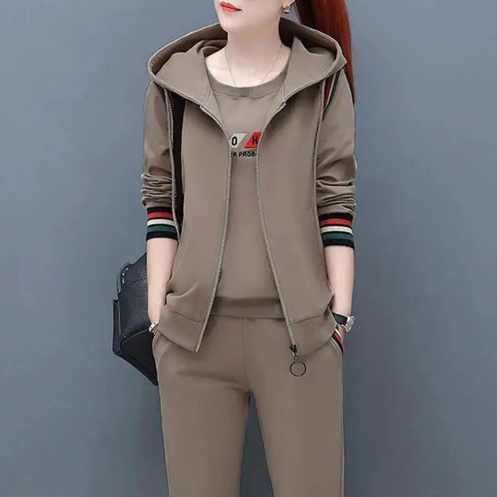 Women Sweatshirt Vest Pants 3 Pieces Set Autumn Tracksuit Sleeveless Coat Hooded Long Sleeve Tops+pants sudaderas con capucha