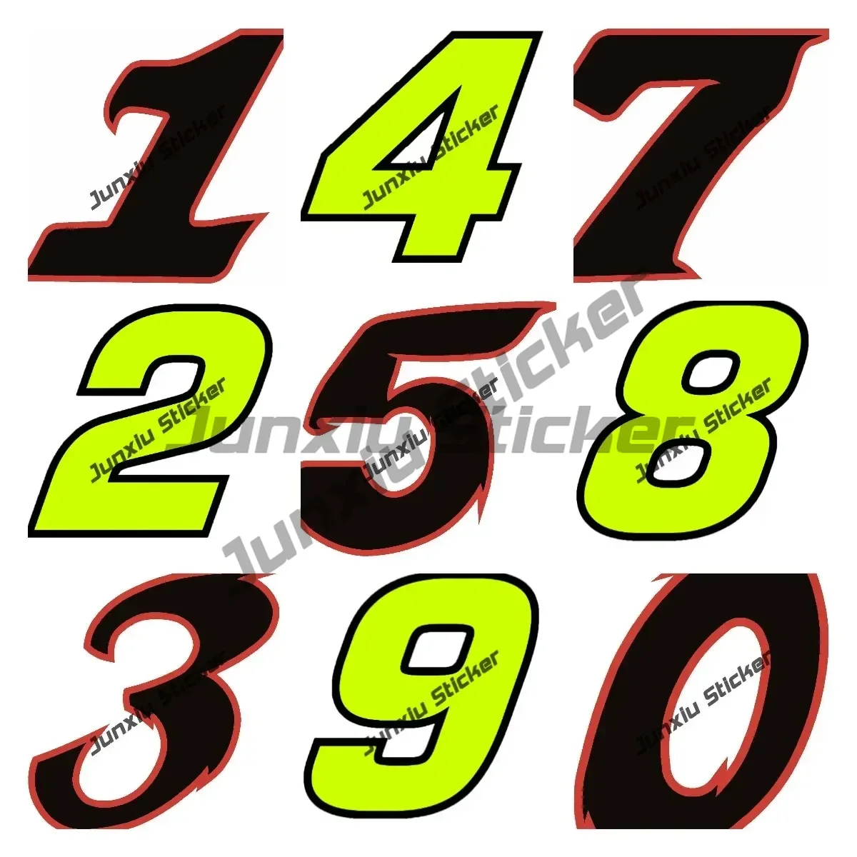 

Racing Numbers 0123456789 Green Orange Black Vinyl Sticker for Motorcycle Car Body Guitar Windows Sports Racing Car Accessories