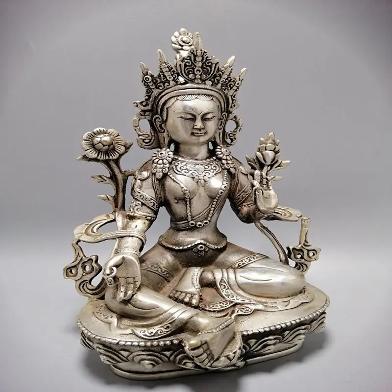 Antique miscellaneous collection of bronze and silver plated bronze ornaments of the king Bodhisattva sitting Buddha