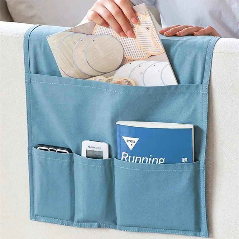 

Sofa Armrest Storage Hanging Bag Home Canvas Remote Control Mobile Phone Debris Books Multifunctional Chair Back Organizer Bag
