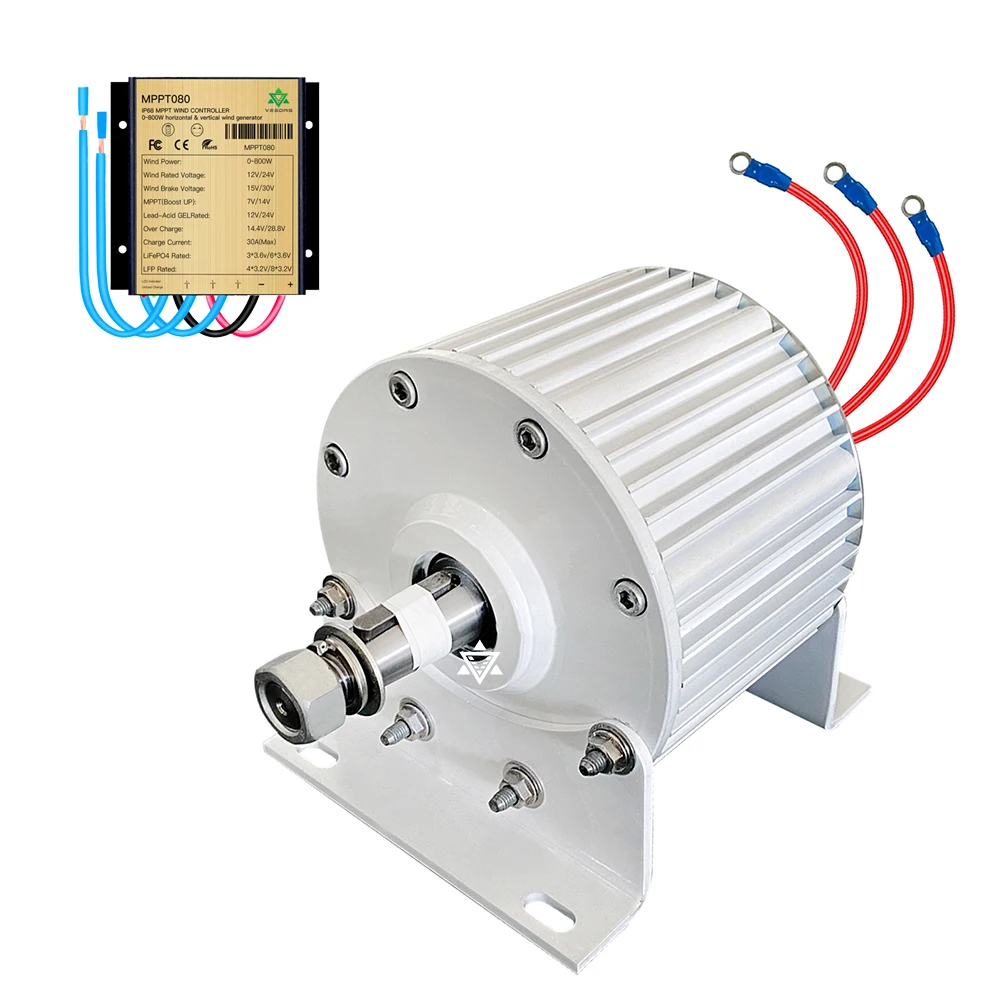 

800W 12V 24V 48V Permanent Magnet Generator, Dual Shaft, With Base And No gears, Speed 500 RPM, Can Be Used For Wind Turbines