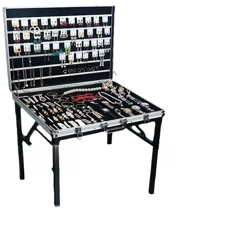 

Thickened alloy portable night market stall good luck earrings stall box good luck foldable jewelry display table