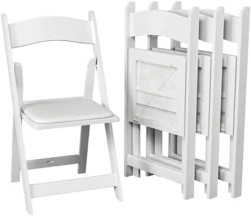 

12 White Resin Stackable Folding Chairs - Comfortable White Foldable Chair - Folding Chairs with Padded Seats - Indoor/Outdoor F