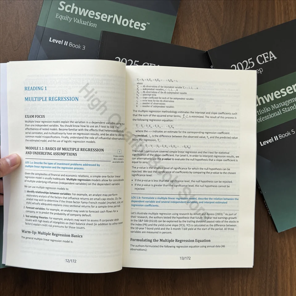 2025 CFA Level 2 Schweser Notes Exam Prep:Quantitative Methods