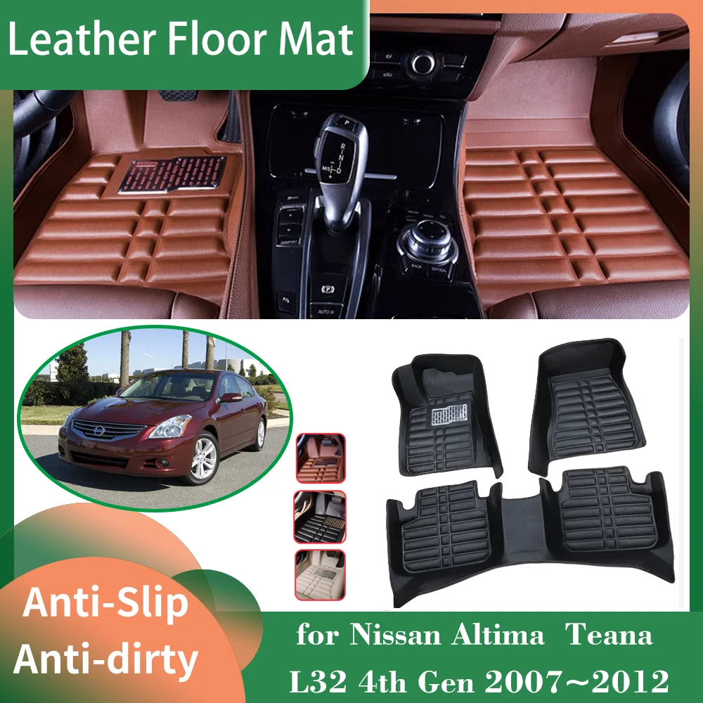 

Car Leather Floor Mat for Nissan Altima Teana L32 4th Gen 2007~2012 Foot Interior Liner Waterproof Carpet Pad Custom Accessories