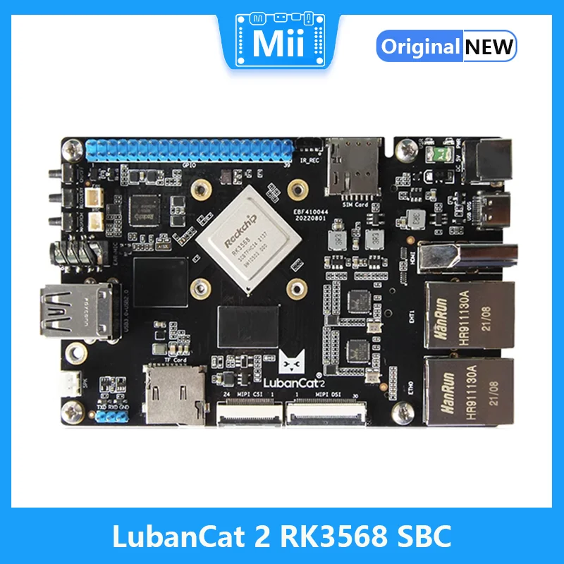 LubanCat 2 Rockchip RK3568 SBC Development Board 1TOPS NPU Dual Gigabit supports Ubuntu, Debian, Android OS