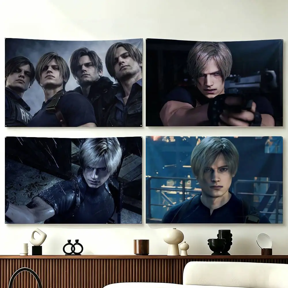R-Resident E-Evil Leon Kennedys Funny Flags for Bedrooms Home Decor Items Outdoor Decors Garage Decoration Flaga