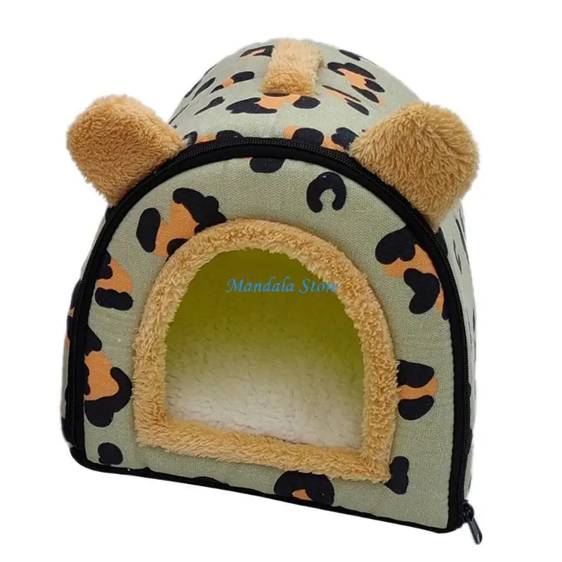 

U2JC Soft Pet Cage Bed Play Tent Hideaway House Plush Winter Bed Guinea Pigs Sleeping Bed Small Animal Hamster House Decor