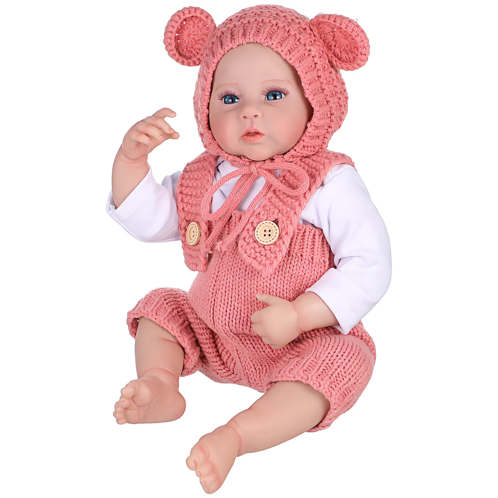 

1pc 19 Inch Lifelike Soft Body Newborn Realistic Vinyl Baby Simulation For Kids Pretend Play Feeding Kit Included Toddler For