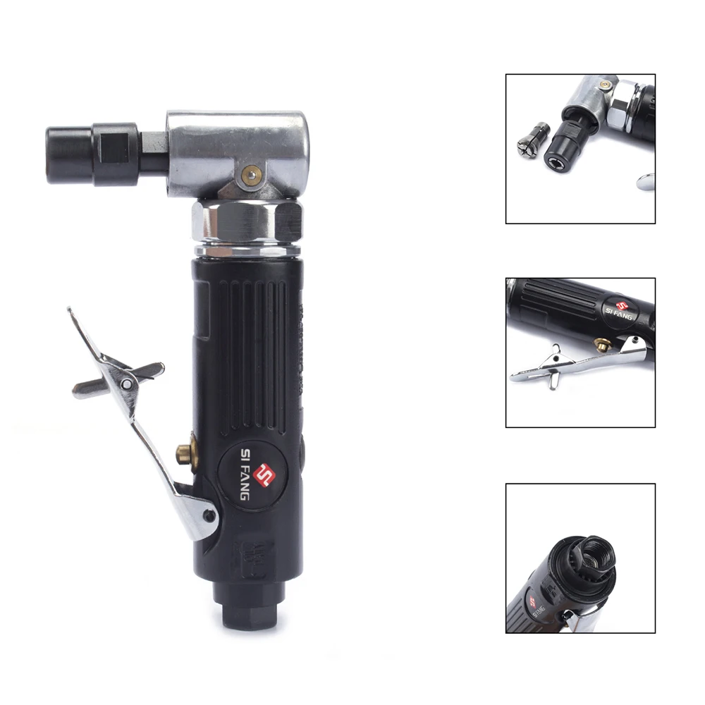 Mini 1/4 inch Air Angle Die Grinder 90 Degree Pneumatic Grinding Polisher Mill Engraving Machine with Sanding Discs Tool Kit