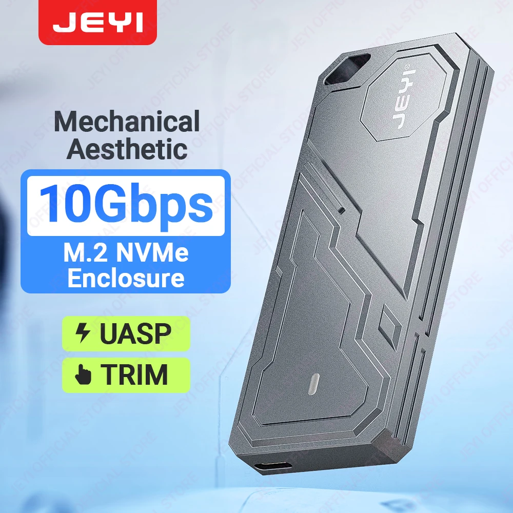 JEYI M.2 2280 NVMe SSD Enclosure RTL9210 Chip Support USB 3.2 10G UASP Trim External Hard Drive Case With Mecha Aluminum Shell