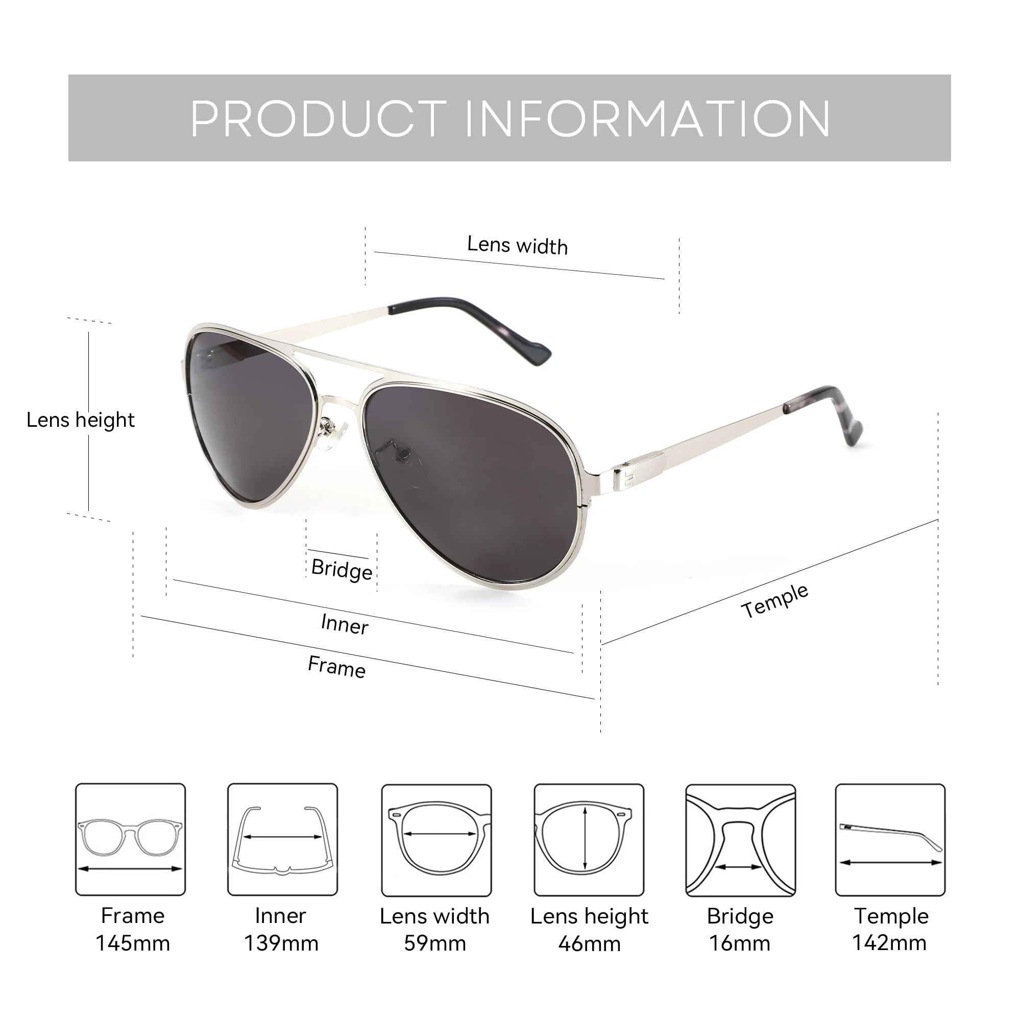BLUEMOKY XL حجم عالية الجودة المعادن طيار الاستقطاب وصفة طبية النظارات الشمسية للرجال أنيق UV400 قصر النظر نظارات شمسية بصرية