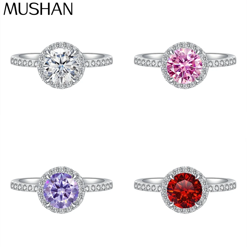 

MuShan Jewelry 925 Sterling Silver Ring Wedding Band High Carbon Diamond Birthday Gift Trendy Style Women Rings Fine Jewelry