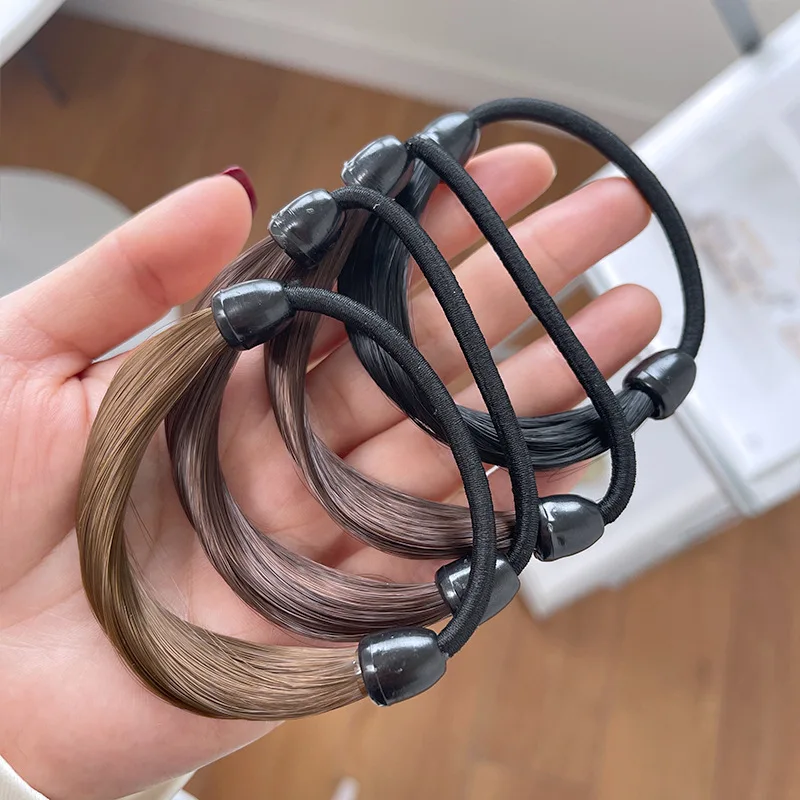 10 Stück Korea Gummiband aus Haars imulation Perücke Kopfs eil Mode Perücke Haarring gerade Haar gummi Pferdes chwanz elastisches Haars eil – Detail 10