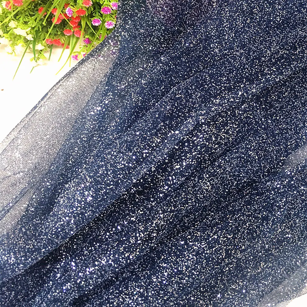 Shiny Glitter Sequin Soft Net Yarn Lace Sparkle Tulle Silver Mesh Fabric DIY Sewing Wedding Dress Veil Dance Tutu Decor Props