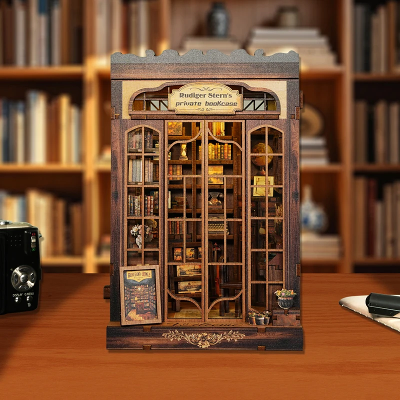Libreria privata di Rudiger Stern in legno fai-da-te Kit di inserti per scaffali per angoli di libri Kit modello in miniatura Fermalibri per regali di compleanno di amici