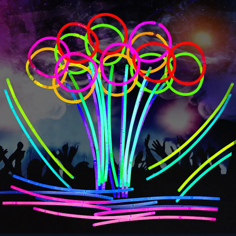 10/25/50/100 Stück Fluoreszenzstäbe, leuchtendes Armband, Partyzubehör, mehrfarbig, leuchtender Stick, hell, bunt, biegbar, TMZ – Detail 2