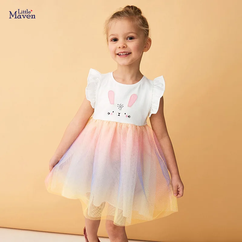 Girls' mesh dress 2024 summer new children's cotton fairy dresses girls clothes  kids clothes  kids dresses for girls