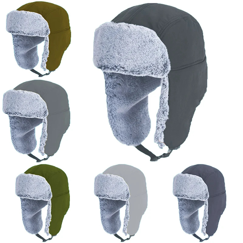 

Vintage Russian style pilot hat imitation fur plush earmuffs hat winter skiing gear men's and women's sports fishing cold