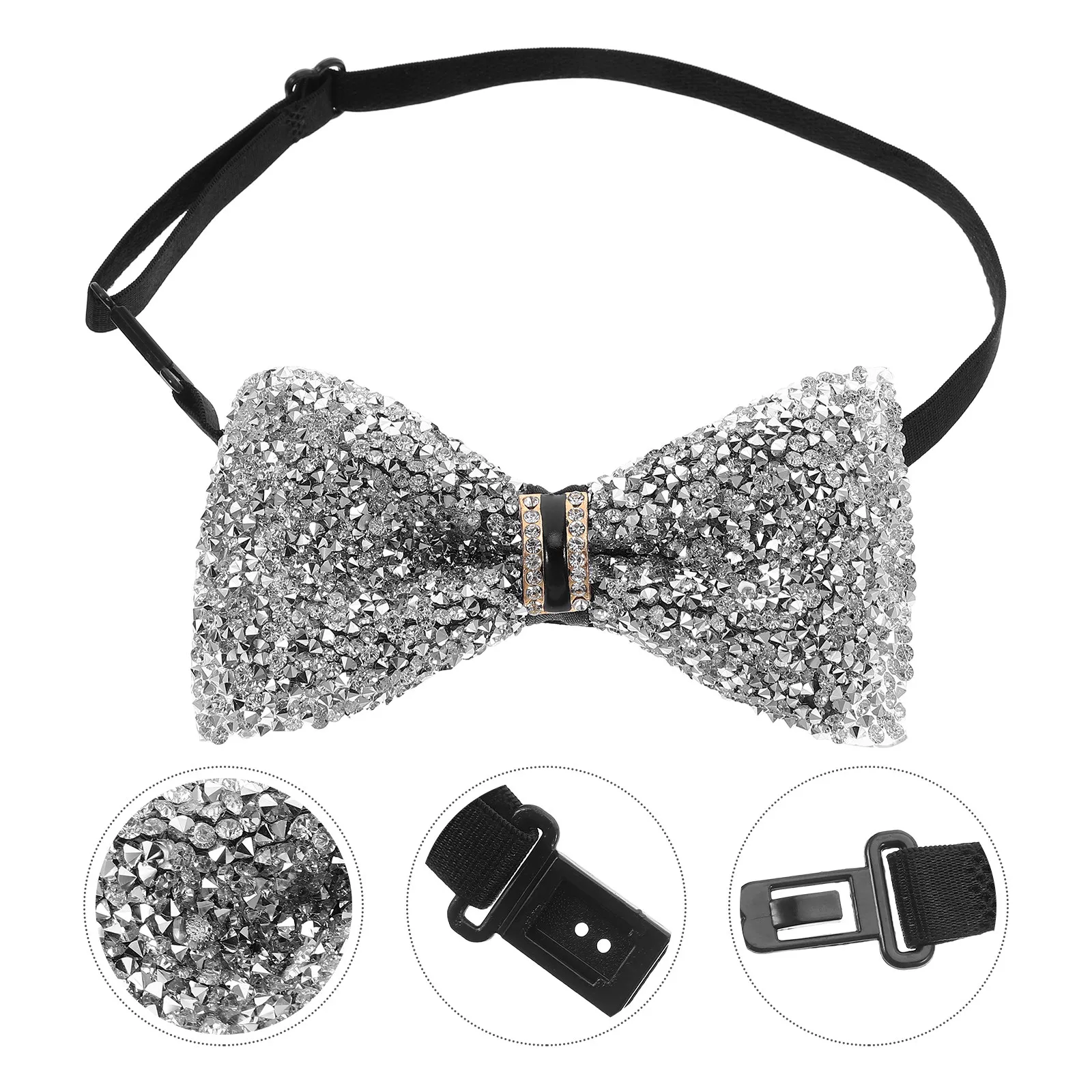 

2Pcs Kids Bow Tie Crystal Rhinestone Pre-Tied Adjustable Sparkly Bowknot for Boys Girls Weddings Parties Concerts Holiday