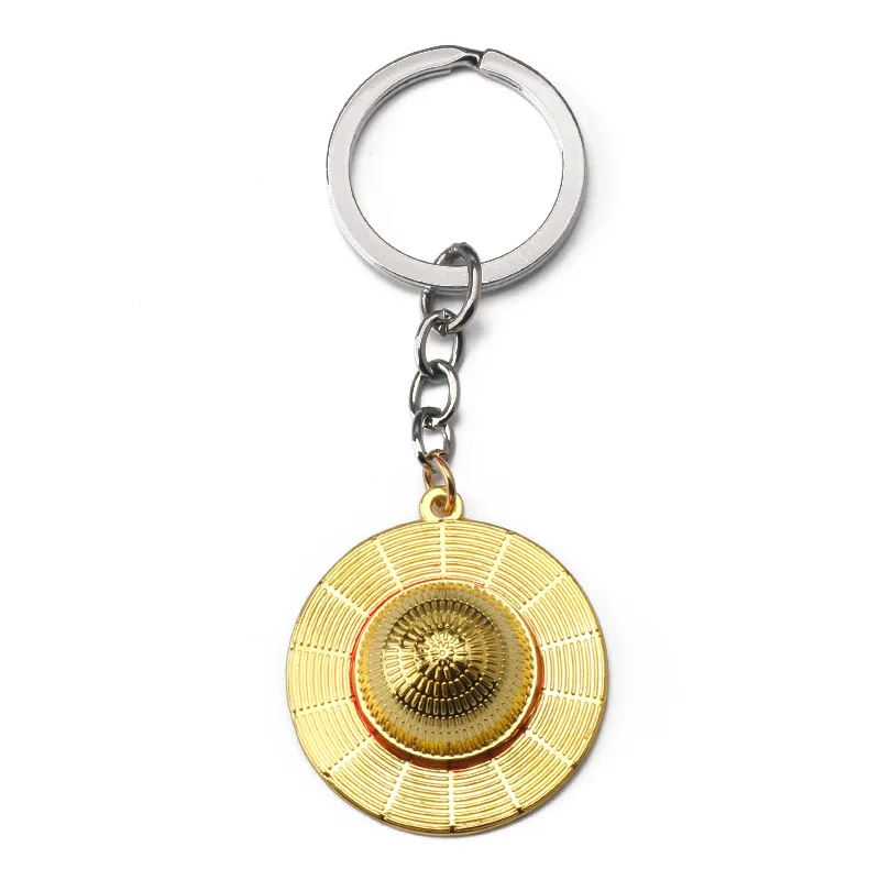 أنيمي المفاتيح تأثيري للجنسين Keyrings القش قبعة قلادة سبيكة مفتاح سلاسل اكسسوارات مجوهرات #3