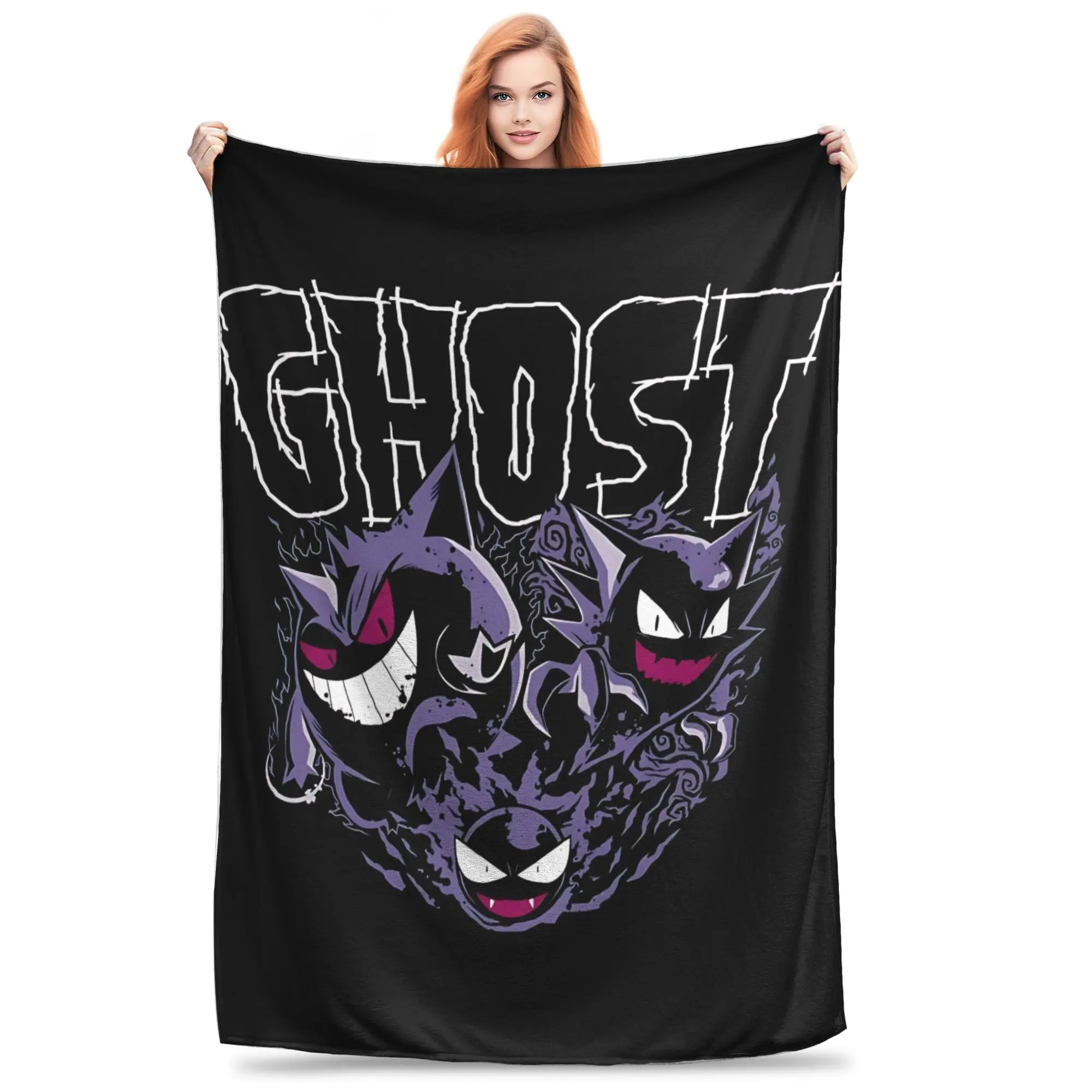 1PC Pokemons Theme Anime Gengar  Winter Blankets for Adults Bedding Home Interior Sofa Knee