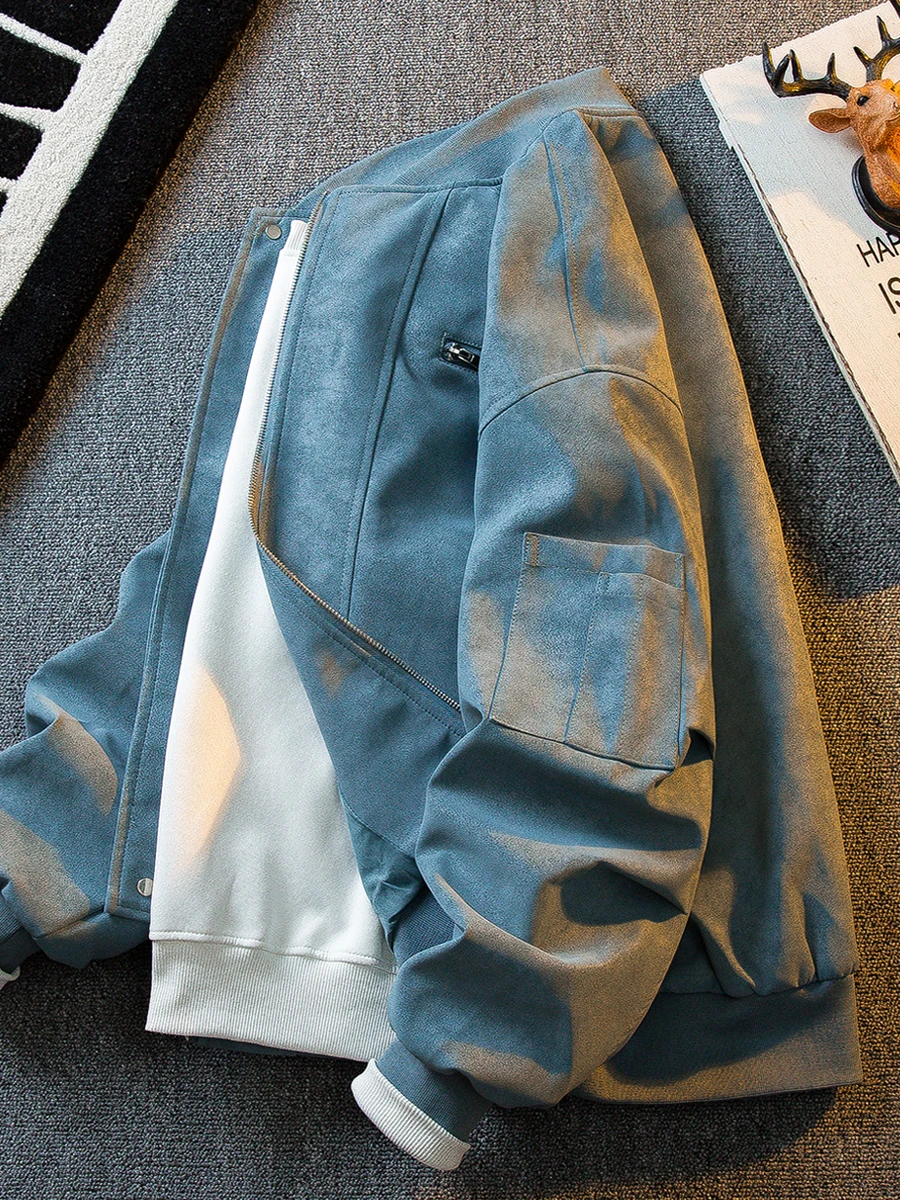 Cappotto in pelle Jaet da baseball da uomo retrò americano Sle Primavera Autunno Pilot Jaet Loose Fit Tessuto PU vintage antivento