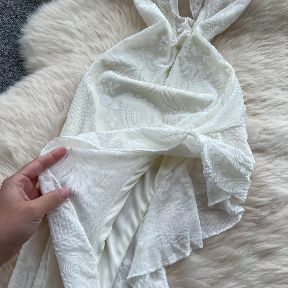 Abito a tubino diviso con volant sexy vintage chic Elegante fata moda coreana Boho Vestito estivo abbigliamento donna Abito lungo