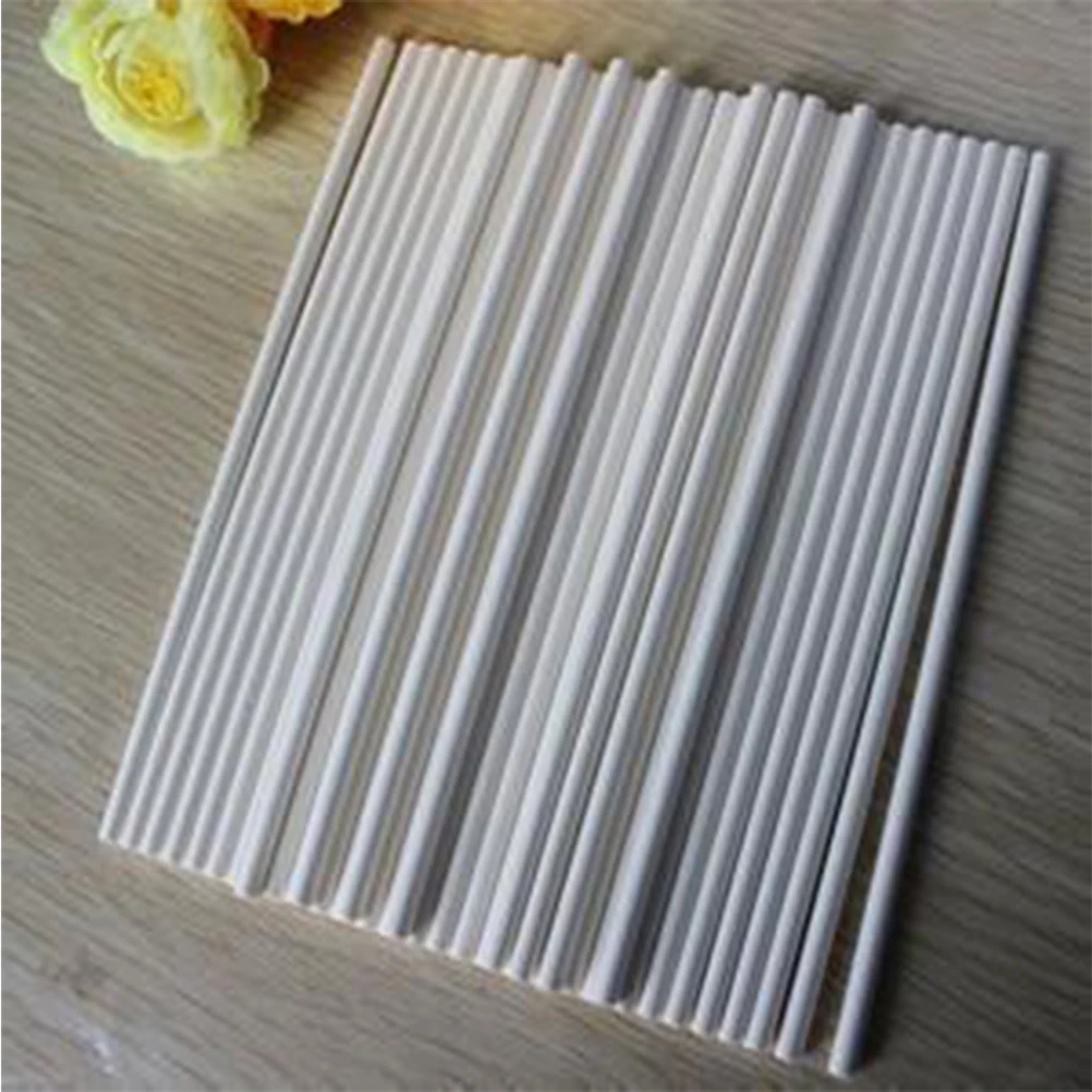 

100pcs 12X0.38Cm Paper Lollipop Sticks Cake Sticks For Diy Craft Projects Chocolate Candy Cookie Pops Party White