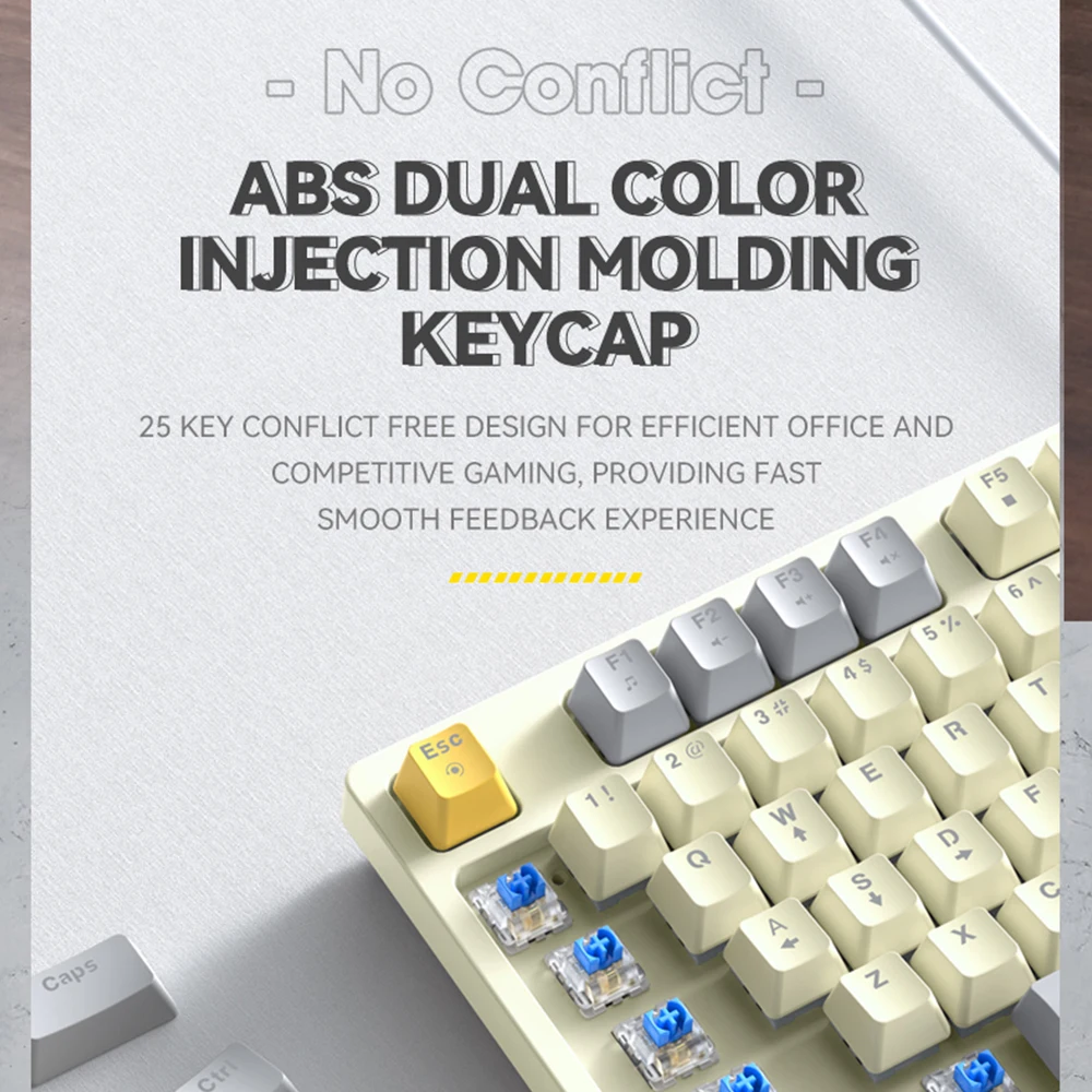 لوحة مفاتيح ميكانيكية T-WOLF T50 96 + 1 مفاتيح لوحة مفاتيح سلكية للألعاب عالية الجودة ABS ثنائي اللون صب Keycap مفاتيح زرقاء