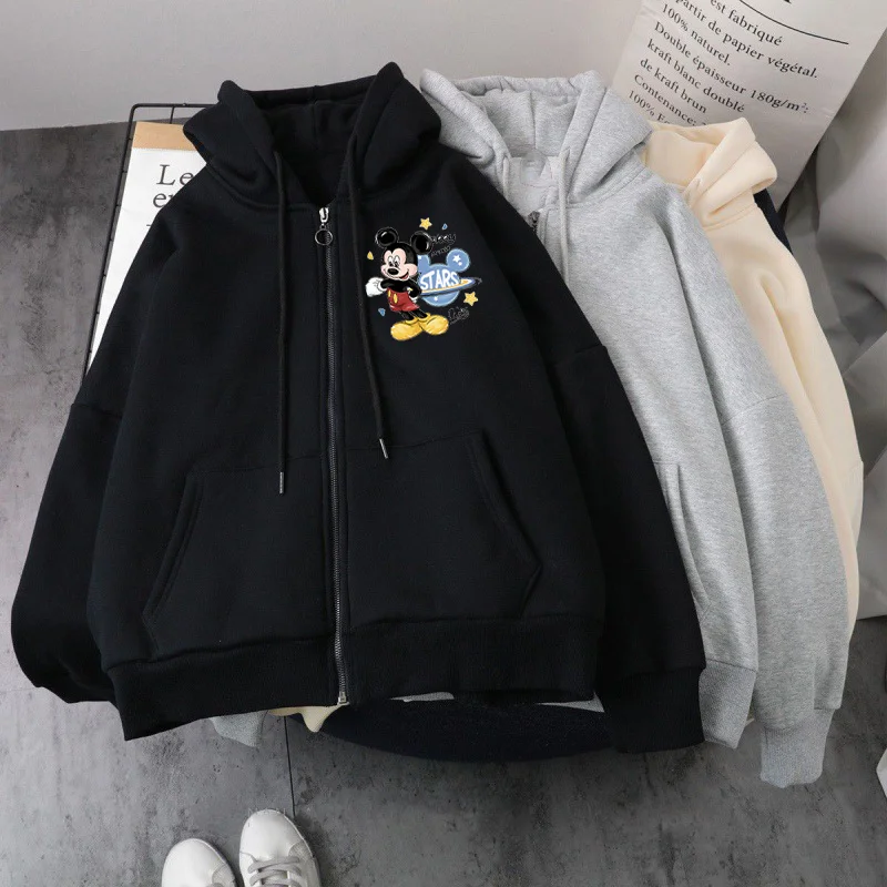 Disney Child Zip Up Hoodies Mickey Mouse Jackets Cute Oversized Sweatshirt Fall Fashion Outfits Sweaters Spring Autumn Clothes