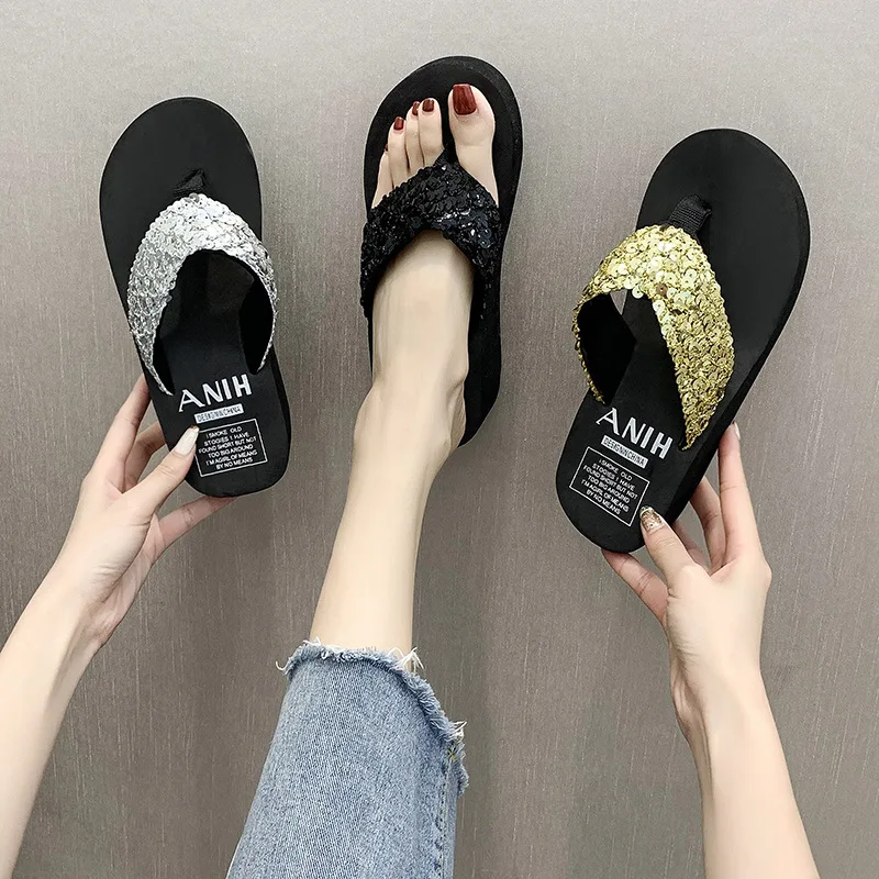 Women Shoes Platform Wedge Flip Flops Slipper Casual Open Toe Non Slip High Heel Slides Outdoor Beach Sandals Slippers Zapatos