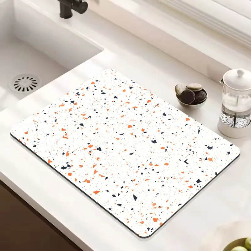 Marble diatom mud kitchen drain mat countertop stove water control absorbent mat sink dishwasher coffee machine placemat