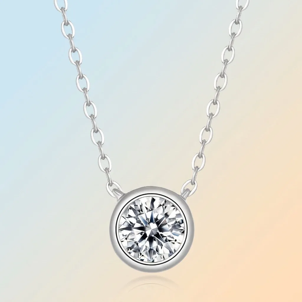 

With GRA Necklace S925 Silver Rose Gold Plated Pendant Moissanite Bubble Pendant with Chain Collarbone Chain , for Party